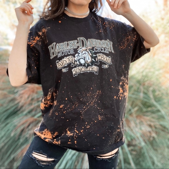 Harley-Davidson Tops - Custom Bleached Harley-Davidson T-Shirt